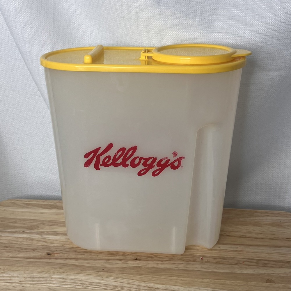 1996 Kelloggs Cereal Storage Container with Yellow Lid